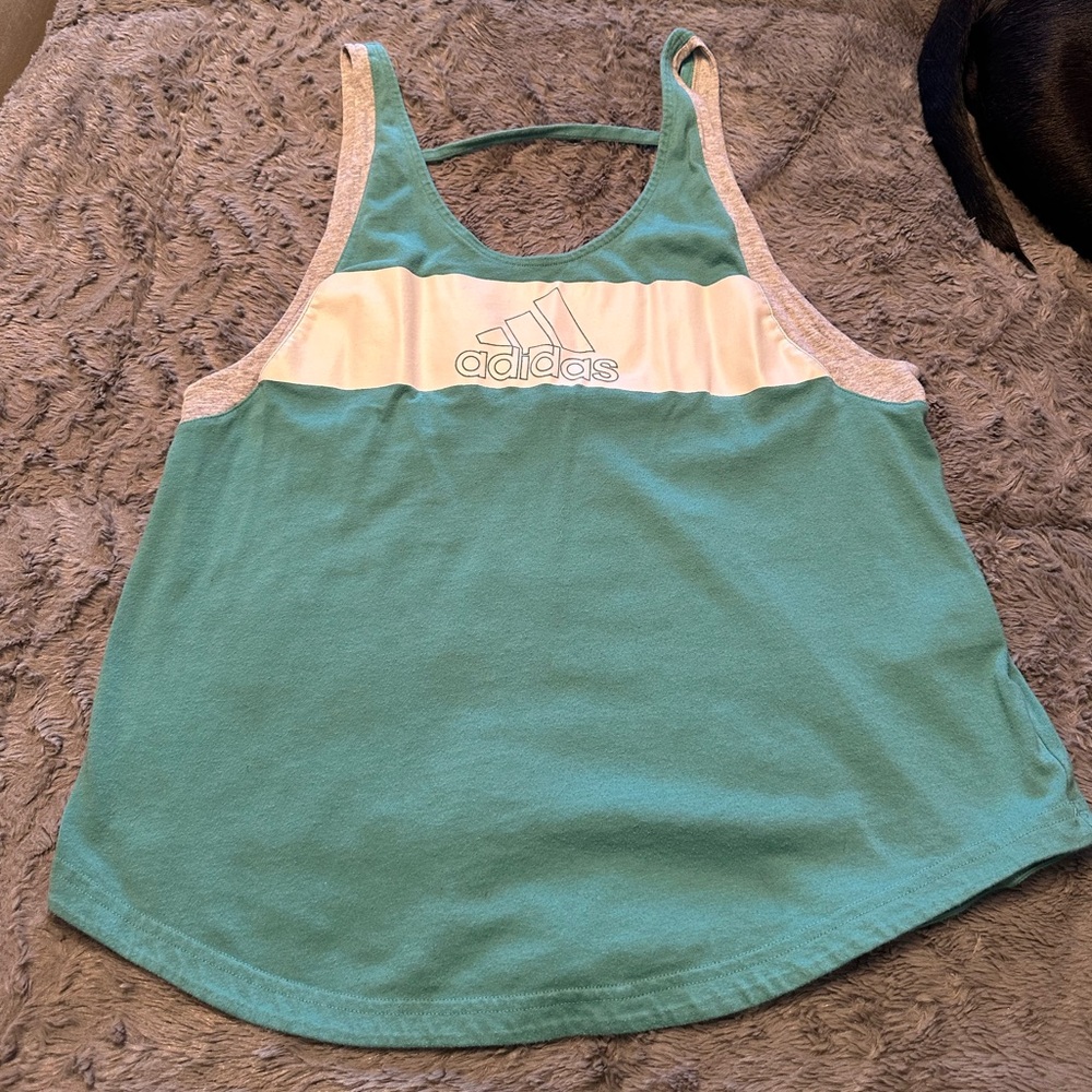 Adidas retro style women's workout tank in teal size small